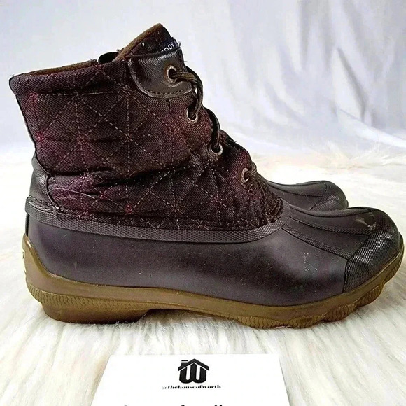Sperry Shoes - Rare Sperry Saltwater Burgundy & Brown Duck Boots - 6